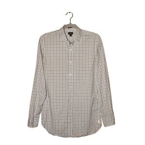 J.CREW $98 Blue Gray‎ Gingham Ludlow 120's 2-Ply Cotton Dress Shirt Men's Small